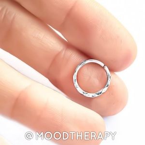 925 Sterling Silver Textured Nose Septum Ring Conch Tragus Rook Daith Earring